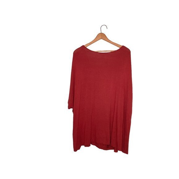 Catherines 2X 22/24W Orange V-Neck Ruffle Front‎ Detail Stretch Knit Top Plus - Picture 2 of 3